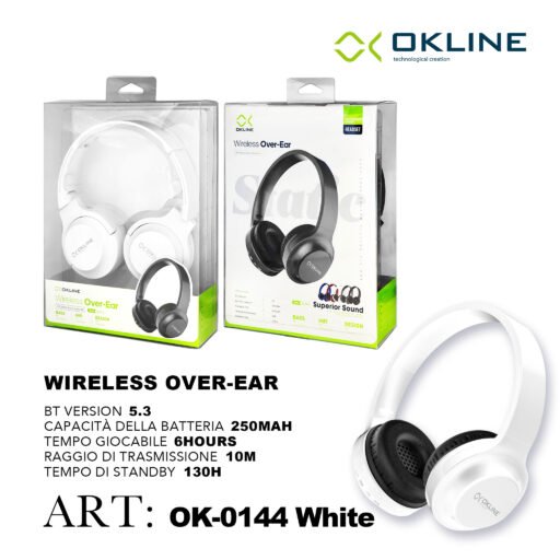Art.Ok-0144Bia Okline Superior Sound Cuffie Bluetooth Bianco