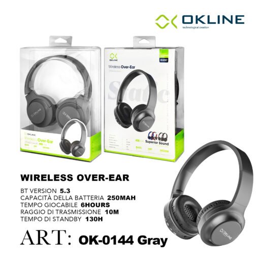 Art.Ok-0144Gri Okline Superior Sound Cuffie Bluetooth Grigio