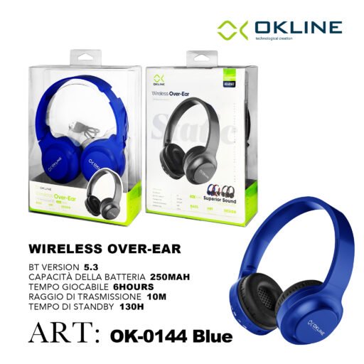 Art.Ok-0144Blu Okline Superior Sound Cuffie Bluetooth Blu
