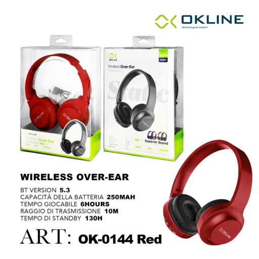 Art.Ok-0144Ros Okline Superior Sound Cuffie Bluetooth Rosso
