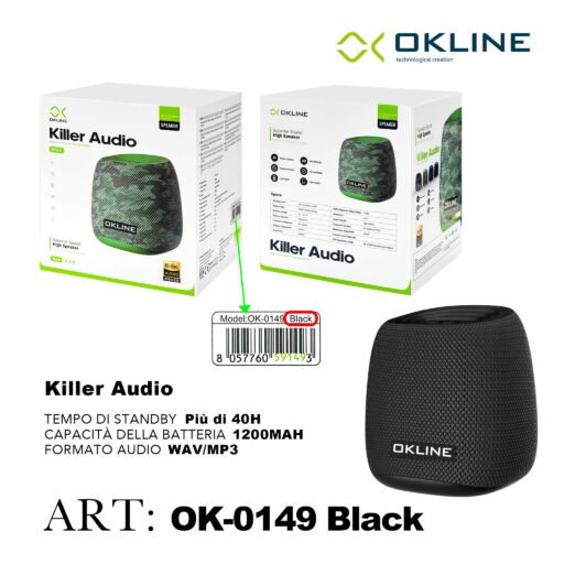 Art.Ok-0149Nero Okline Killer Audio Wireless Nero
