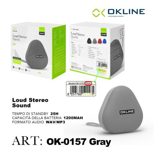Art.Ok-0157Gri Okline Loud Stereo Wireless Grigio