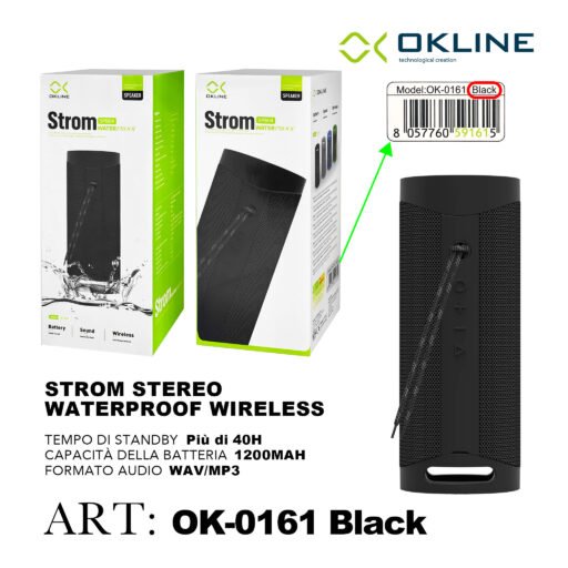 Art.Ok-0161Nero Okline Strom Stereo Waterproof Wireless Nero