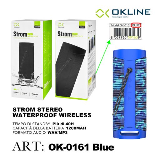 Art.Ok-0161Blu Okline Strom Stereo Waterproof Wireless Blu