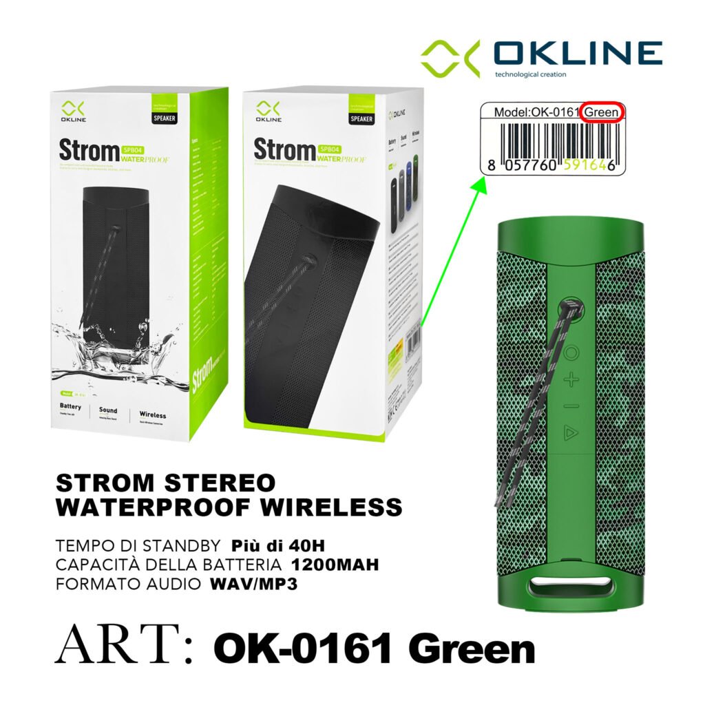 Art.Ok-0161Ver Okline Strom Stereo Waterproof Wireless Verde