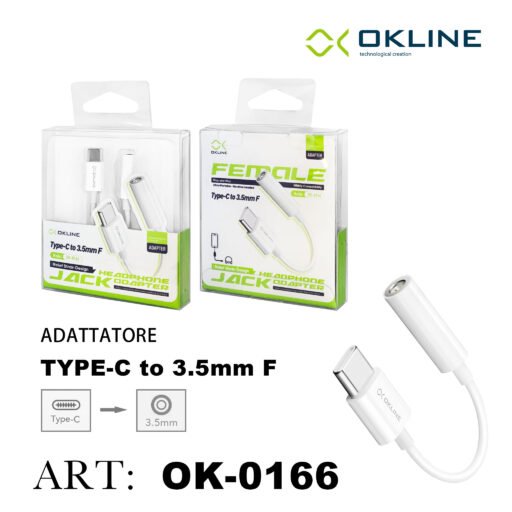 Art.Ok-0166 Okline Adattatore Da Type-C A Jack 3.5Mm F Bianco