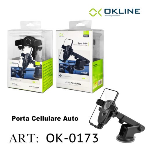 Art.Ok-0173 Okline Super Stable Supporto Ventosa Del Telefono Automobile Nero