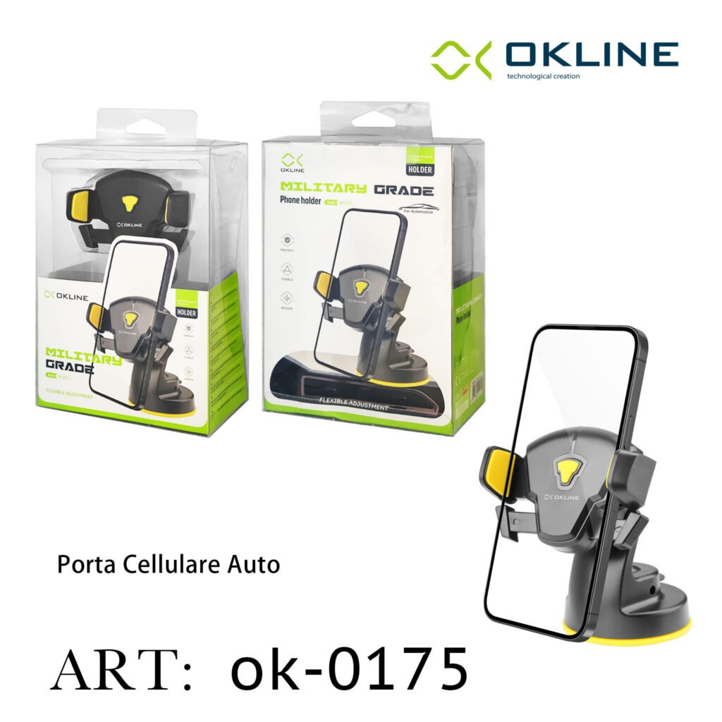 ART.OK-0175 OKLINE MILITARY GRADE SUPPORTO VENTOSA DEL TELEFONO AUTOMOBILE