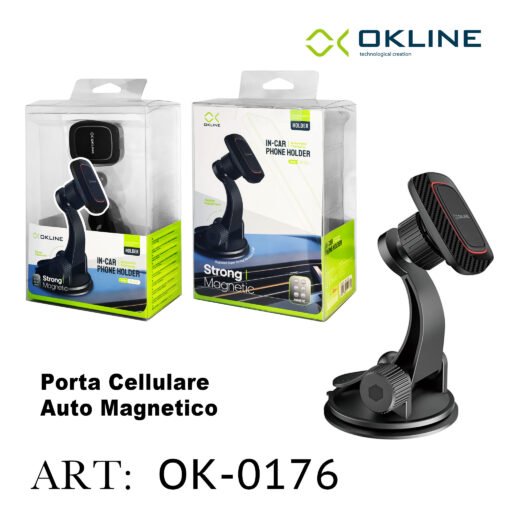 Art.Ok-0176 Okline Strong Magnetico Supporto Ventosa Del Telefono Automobile Nero
