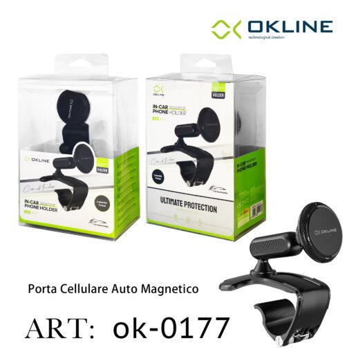 Art.Ok-0177 Okline Rotate Freely Supporto Magnetico Del Telefono Automobile Nero