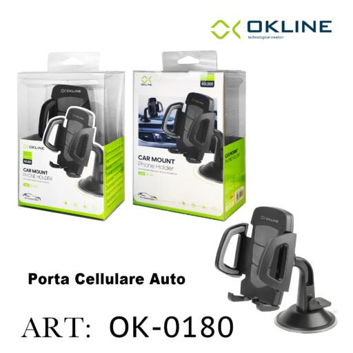Art.Ok-0180 Okline Supporto Ventosa Migliorata Resistente Del Telefono Automobile Nero