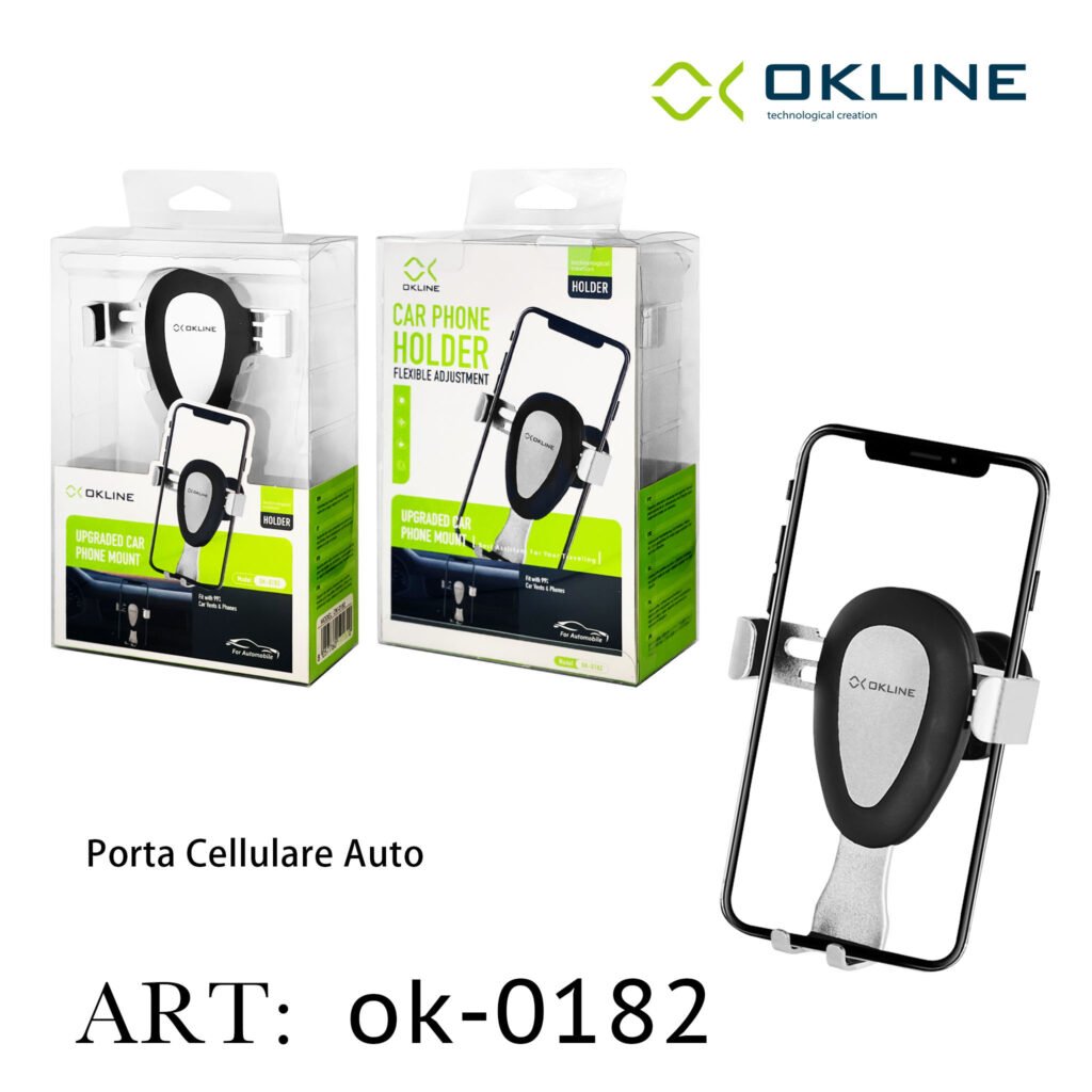 ART.OK-0182 OKLINE BOCCHETTE ARIA FLESSIBILE SUPPORTO GANCIO DEL TELEFONO AUTOMOBILE ARGENTO