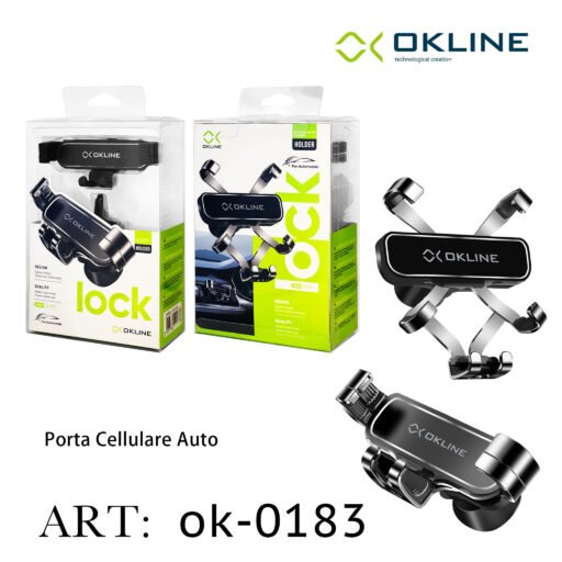 Art.Ok-0183 Okline Bocchette Aria Supporto Gancio Del Telefono Automobile Nero