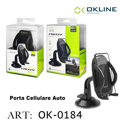 Art.Ok-0184 Okline Freely Supporto Ventosa Adesiva Del Telefono Automobile Nero