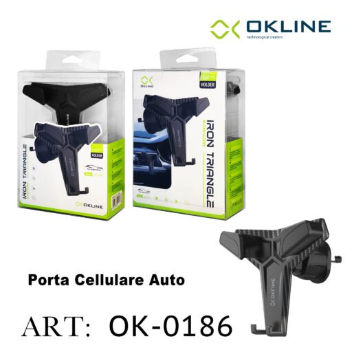Art.Ok-0186 Okline Bocchette Aria Iron Triangle Supporto Gancio Del Telefono Automobile Nero