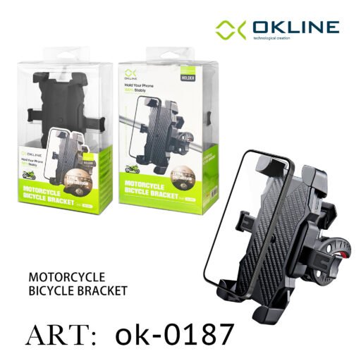 Art.Ok-0187 Okline Supporto Resistenza Militare Del Telefono Moto E Bicicletta Nero