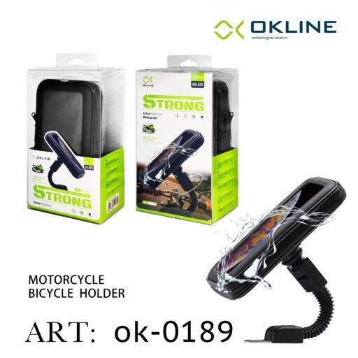 Art.Ok-0189 Okline Strong Supporto Impermeabile Del Telefono Motociclo E Bicicletta Nero