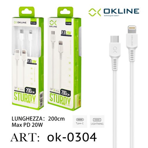 Art.Ok-0304 Okline Type-C Iphone Lightning Cavo 20W200Cm Bianco