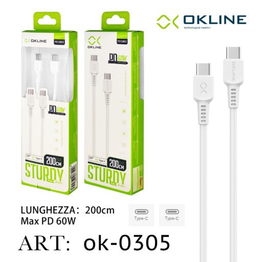 Art.Ok-0305 Okline Type-C Type-C Cavo 60W200Cm Bianco