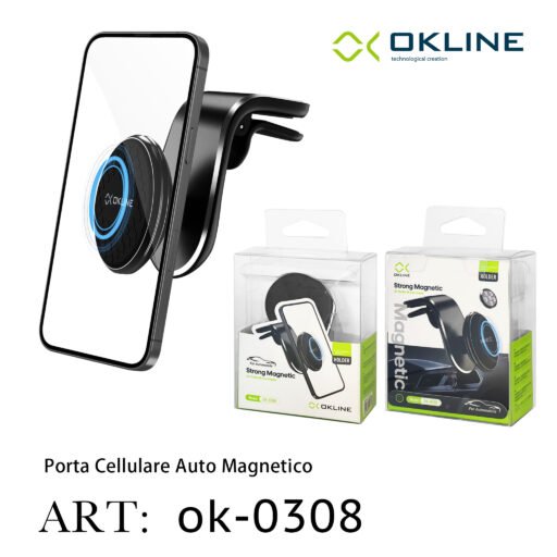 Art.Ok-0308 Okline Strong Supporto Magnetico Del Telefono Automobile Nero