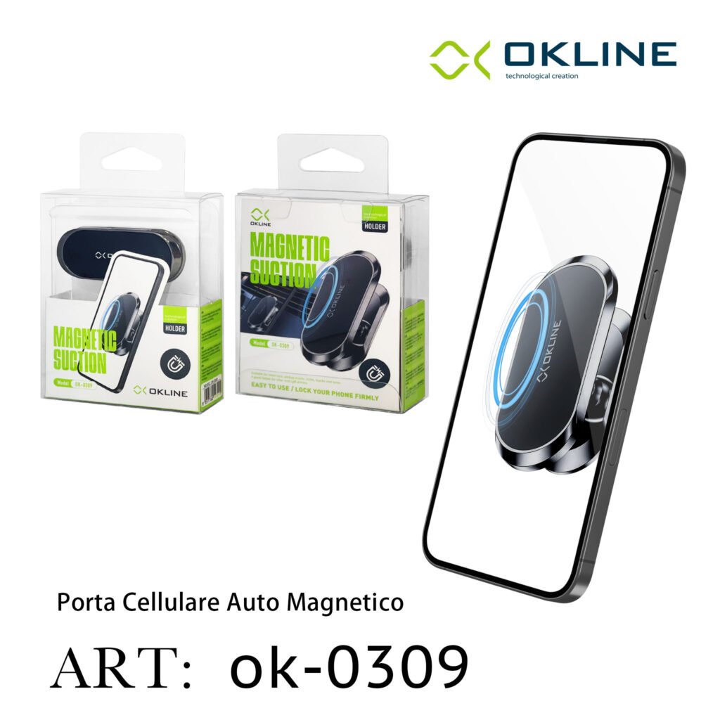 ART.OK-0309 OKLINE SUCTION SUPPORTO MAGNETICO DEL TELEFONO AUTOMOBILE NERO