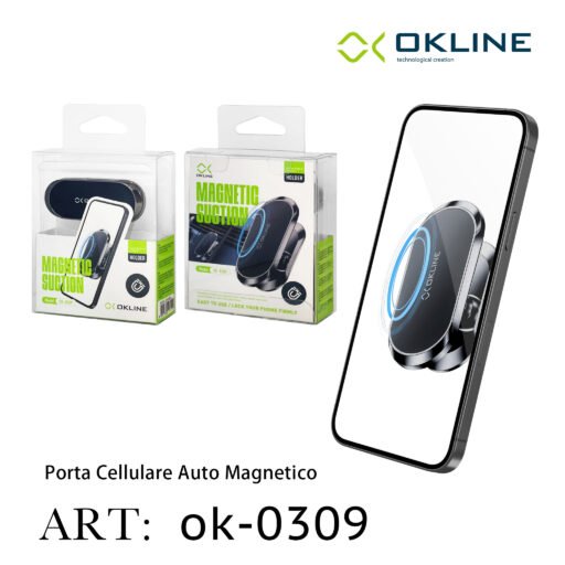 Art.Ok-0309 Okline Suction Supporto Magnetico Del Telefono Automobile Nero