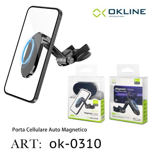 Art.Ok-0310 Okline Bocchetta Aria Supporto Magnetico Del Telefono Automobile Nero