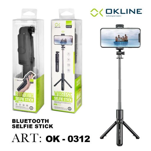 Art.Ok-0312 Okline Asta Per Selfie Con Treppiede E Telecomando Wireless Nero