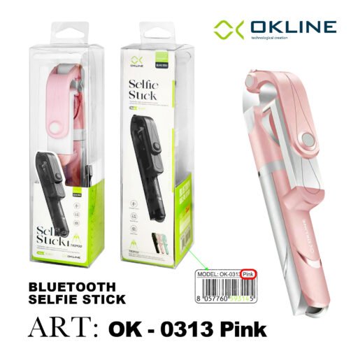 Art.Ok-0313Pink Okline Asta Per Selfie Con Treppiede E Telecomando Wireless Pink