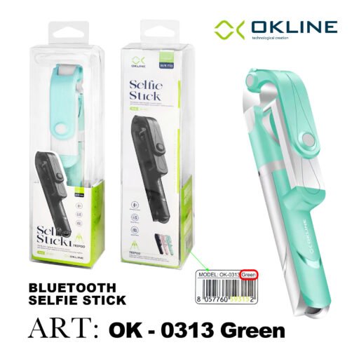 Art.Ok-0313Ver Okline Asta Per Selfie Con Treppiede E Telecomando Wireless Verde