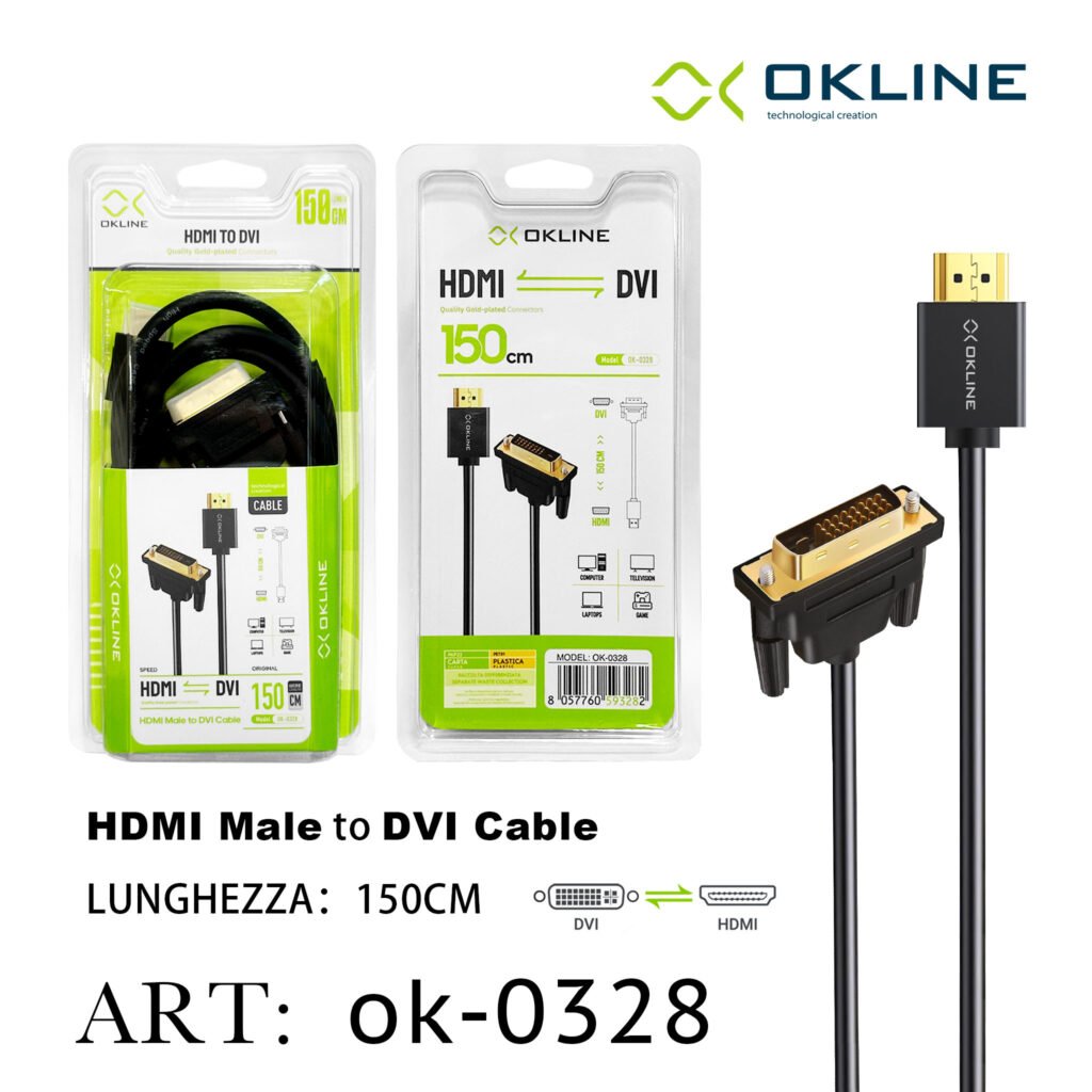 Art.Ok-0328 Okline Hdmi M A Dvi Cavo 150Cm