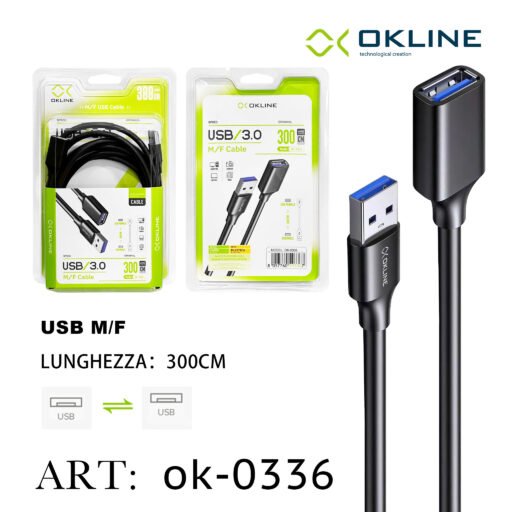 Art.Ok-0336 Okline Usb 3.0 M F Cavo 300Cm