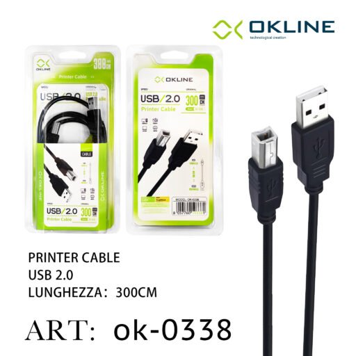 Art.Ok-0338 Okline Usb-B 2.0 A Usb-A Cavo Per Stampante 300Cm