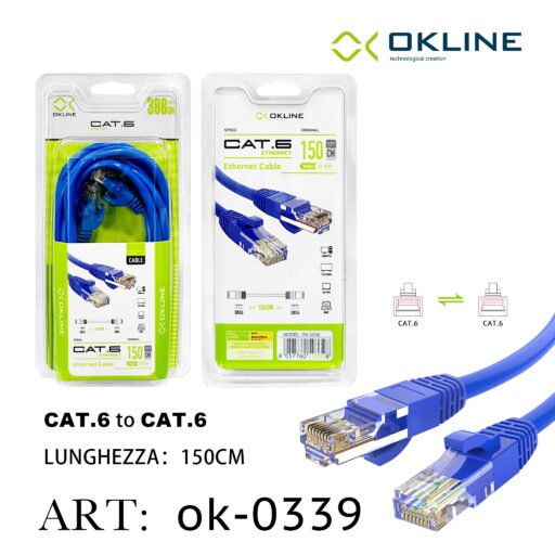 Art.Ok-0339 Okline Cat.6 Ethernet Cavo 150Cm
