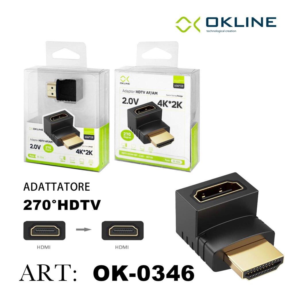 ART.OK-0346 OKLINE ADATTATORE 270 GRADI HDTV AF/AM NERO