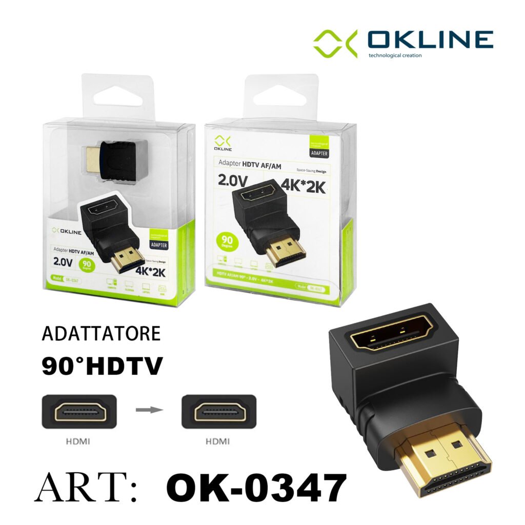 ART.OK-0347 OKLINE ADATTATORE 90 GRADI HDTV AF/AM NERO