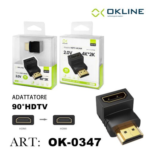 Art.Ok-0347 Okline Adattatore 90 Gradi Hdtv Af Am Nero