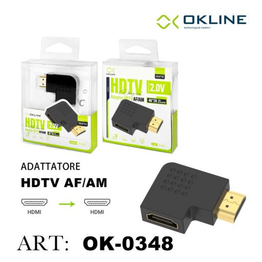 Art.Ok-0348 Okline Adattatore Curvo Hdtv Af Am Nero