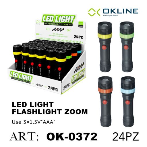Art.Ok-0372 Okline Led Flashlight Zoom Torcia Portatile Impermeabile