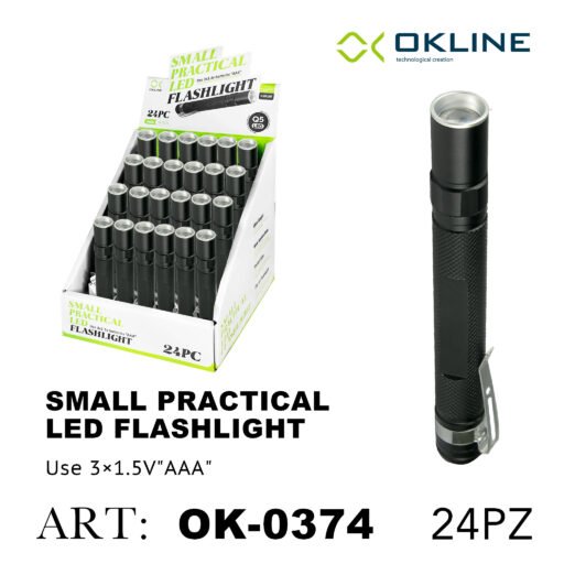 Art.Ok-0374 Okline Led Penna Torcia Portatile Impermeabile Nero