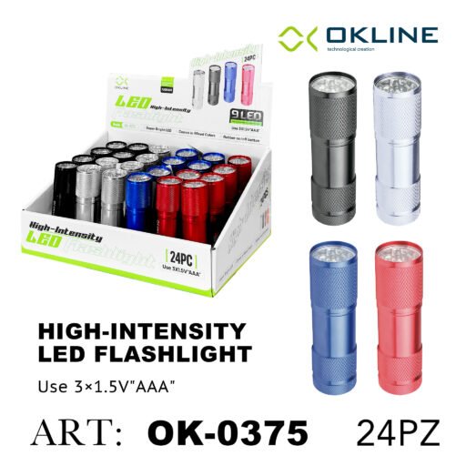 Art.Ok-0375 Okline Led High Intensity Torcia Portatile Impermeabile Colori Assortiti