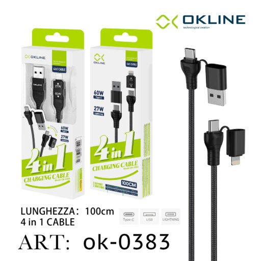 Art.Ok-0383 Okline Ricarica Multiplo Cavo Rapida 4 In 1 100Cm