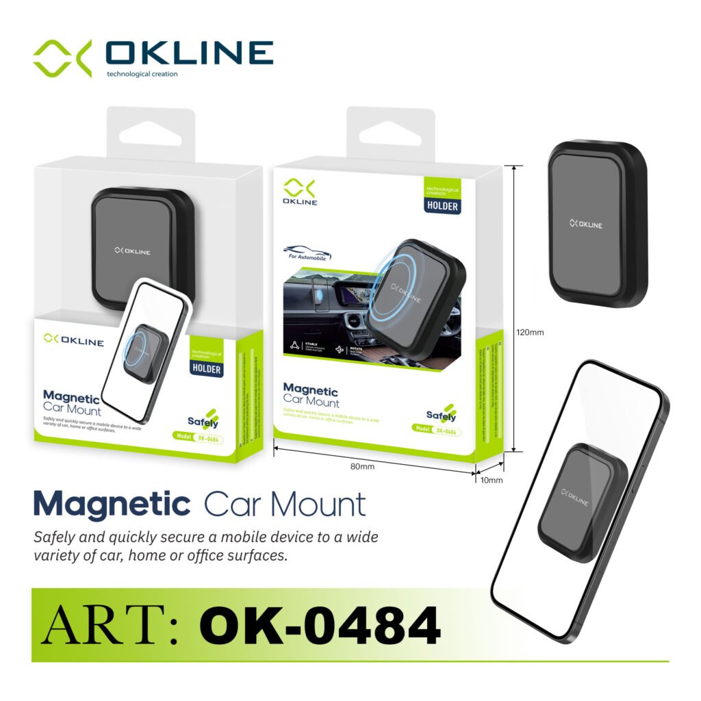 ART.OK-0484 OKLINE MINI SUPPORTO MAGNETICO DEL TELEFONO AUTOMOBILE NERO