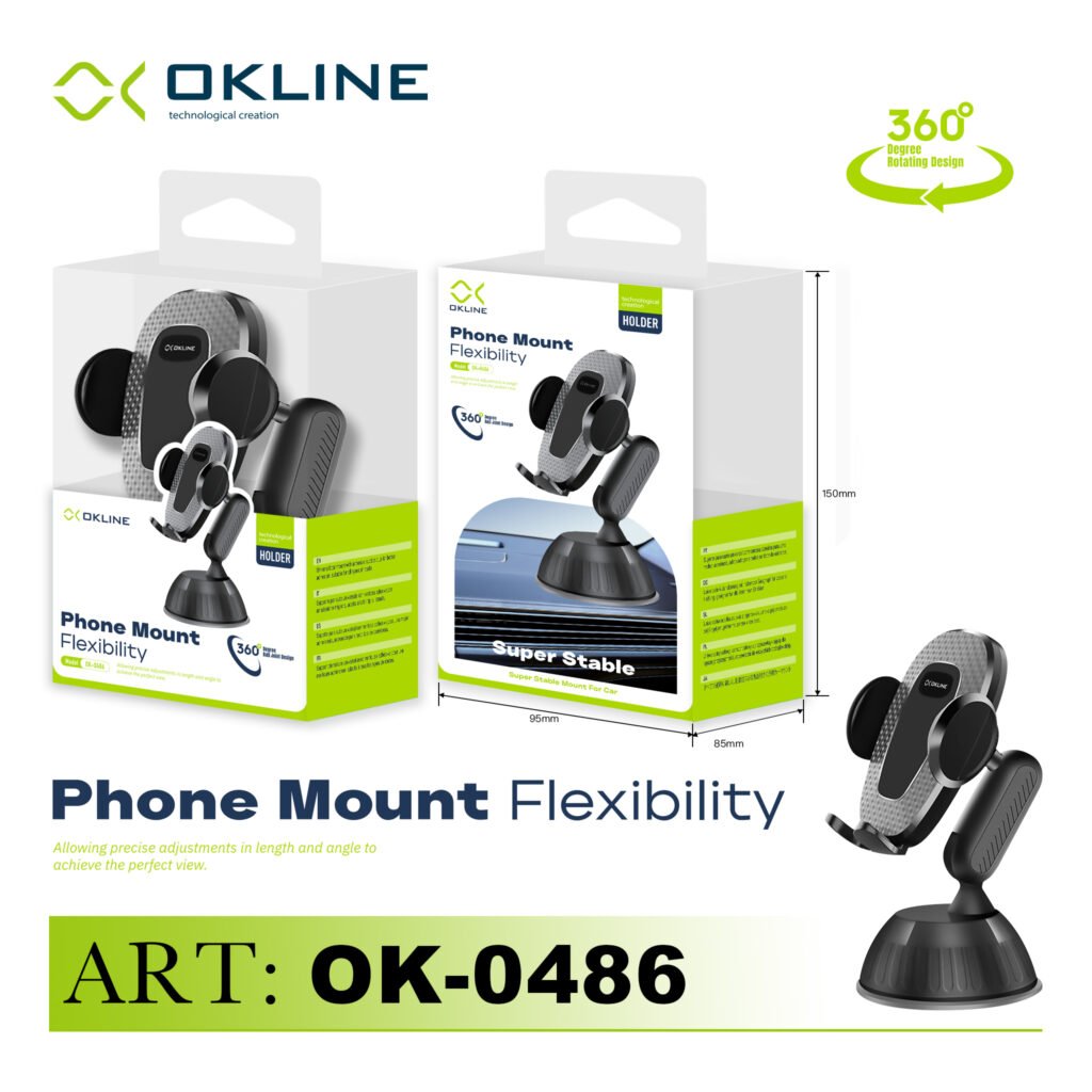 ART.OK-0486 OKLINE UNIVERSALE SUPPORTO VENTOSA ADESIVA DEL TELEFONO AUTOMOBILE NERO