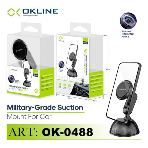 Art.Ok-0488 Okline Military-Grade Supporto Ventosa Del Telefono Nero