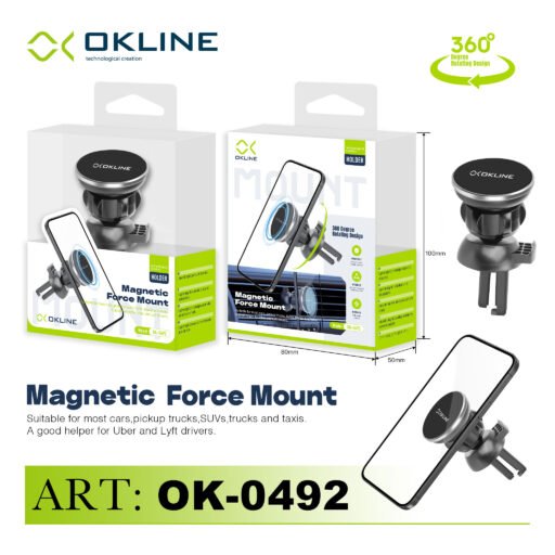 Art.Ok-0492 Okline Bocchette Aria Supporto Gancio Del Telefono Automobile Nero