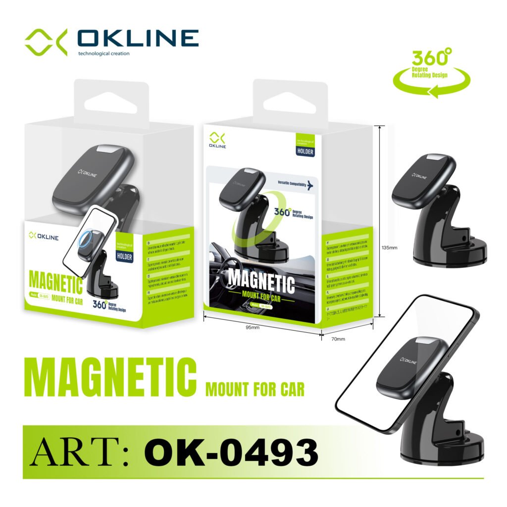 ART.OK-0493 OKLINE SUPPORTO VENTOSA ADESIVA DEL TELEFONO AUTOMOBILE NERO