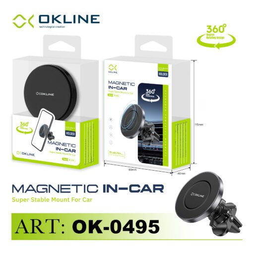 Art.Ok-0495 Okline Supporto Magnetico Del Telefono Automobile Nero