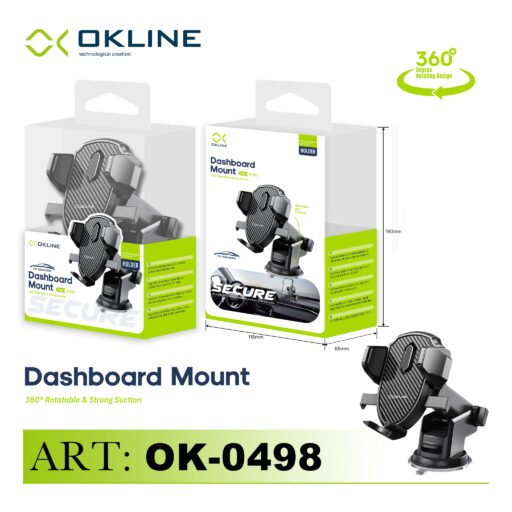 Art.Ok-0498 Okline Supporto Ventosa Adesiva Del Telefono Automobile Nero