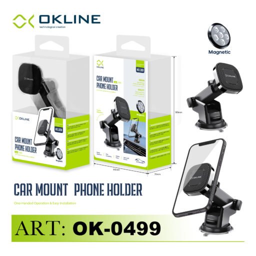 Art.Ok-0499 Okline Magnetico Supporto Ventosa Del Telefono Automobile Nero